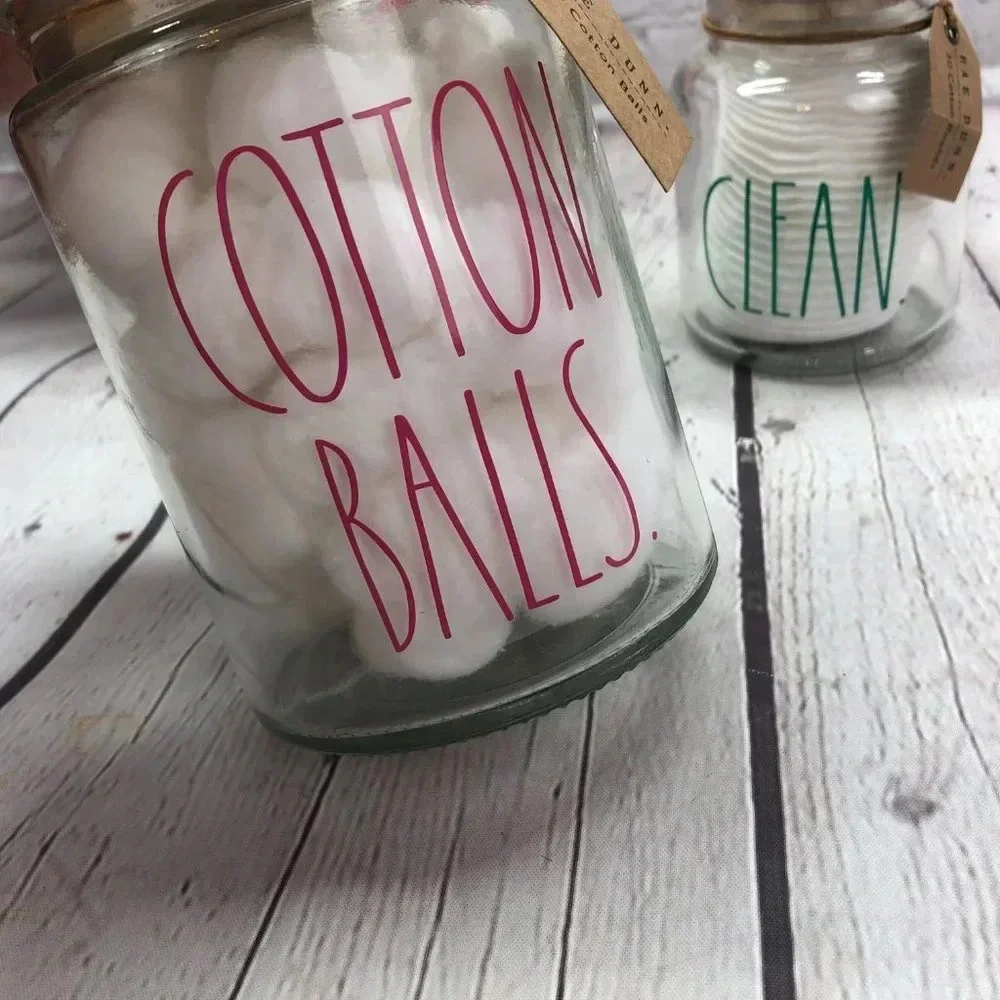 NWT Rae Dunn COTTON BALLS & CLEAN Jars